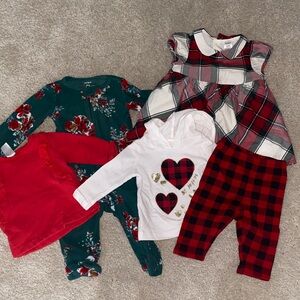 Plaid 6 month Baby Outfit Set Bundle